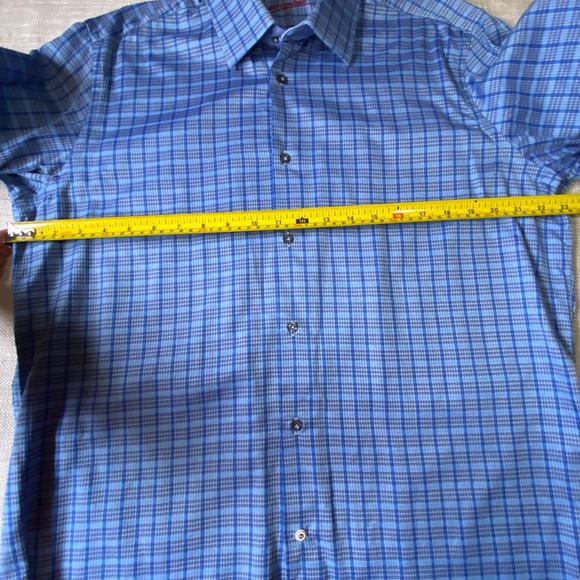 Robert Graham Mens Cotton Blue Plaid Long Sleeve Lightweight Casual Shirt- Sz-L - Picture 11 of 15